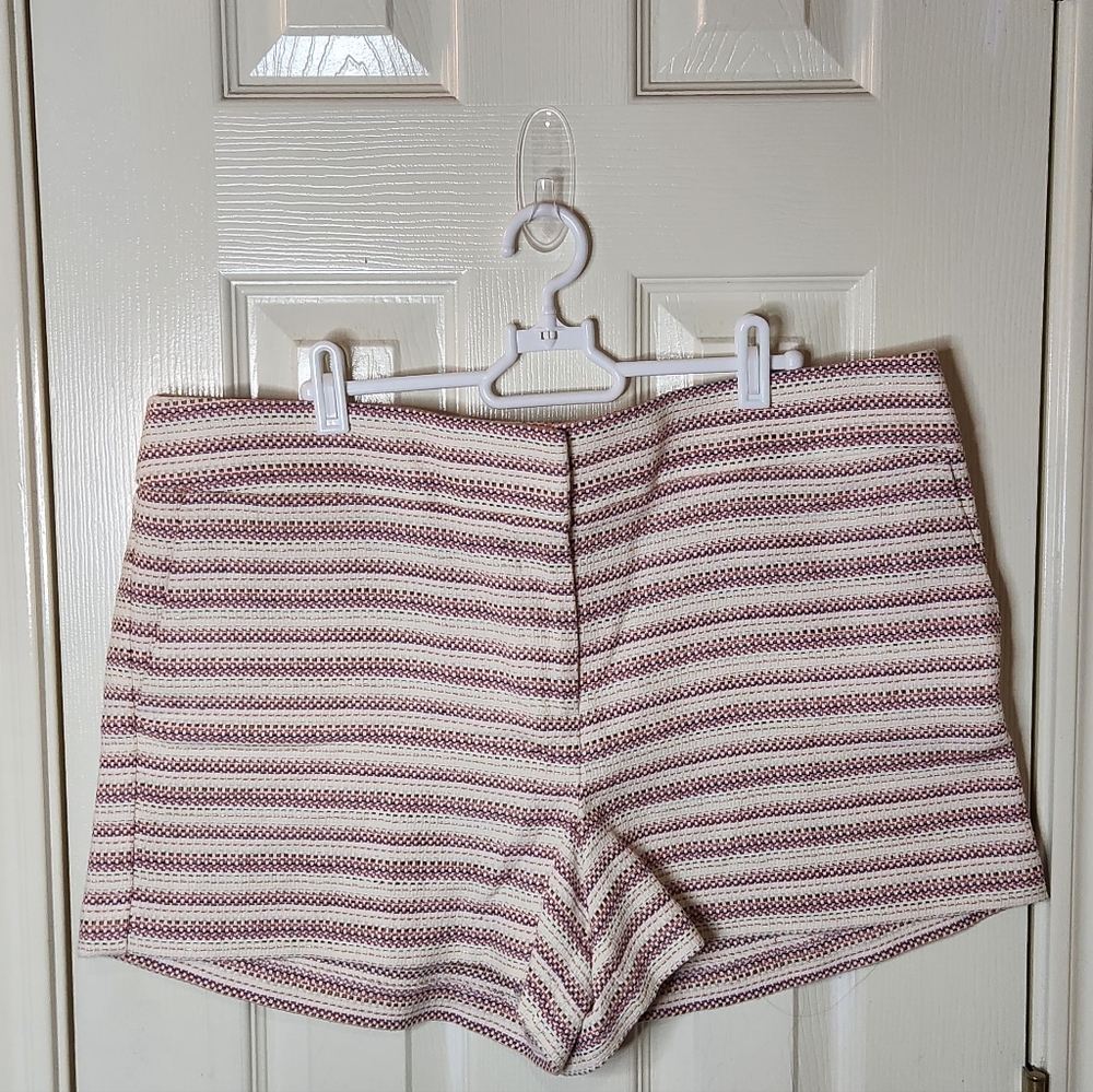 LOFT Riviera Striped Shorts - Cotton Textured Dress Shorts. Size 14. NWT